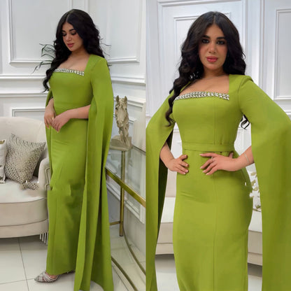 Female Muslim Fashion Embroidery Drawstring Dress