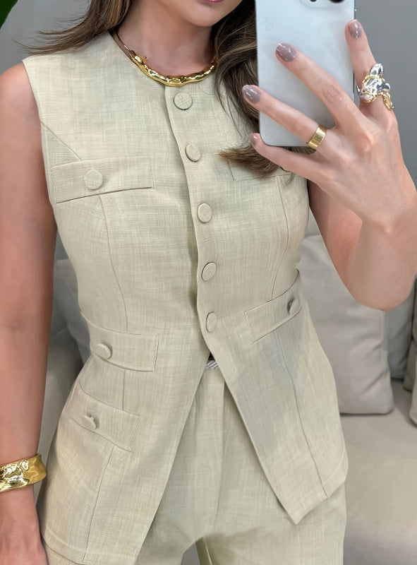 Fashionable Party Womens Sleeveless Tank Top And Pants Suit