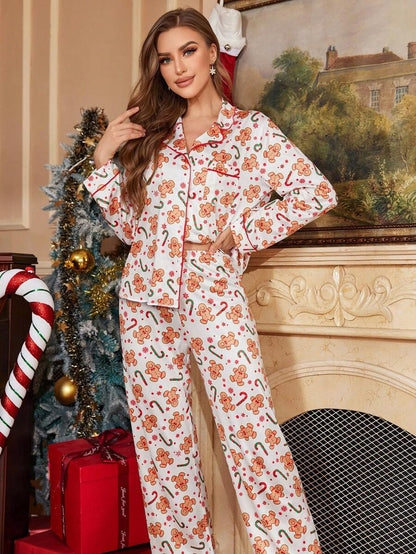 Female Christmas New Year Cartoon Two Piece Set