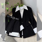 New Fake Two Pieces Suit Jacket Tops Pantskirt Two-piece Set