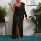 Fashion New One Shoulder Sequin Bridesmaid Party Long Dress