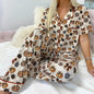 Beige Leopard Pumpkin Allover Halloween 2pcs Pajama Set