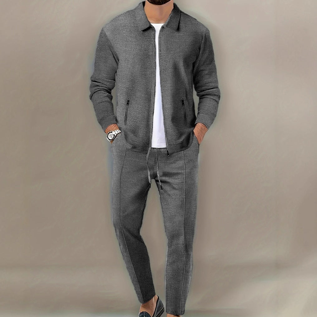 Men's Spring And Autumn Zipper Pocket Lapels Slim-fit Cardigan Men's Clothing Jacket Suits