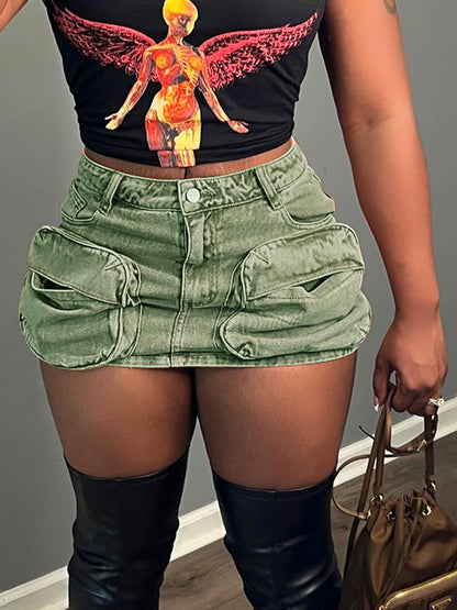 Women's Non-stretch Straight Sexy Workwear Pocket Denim Shorts