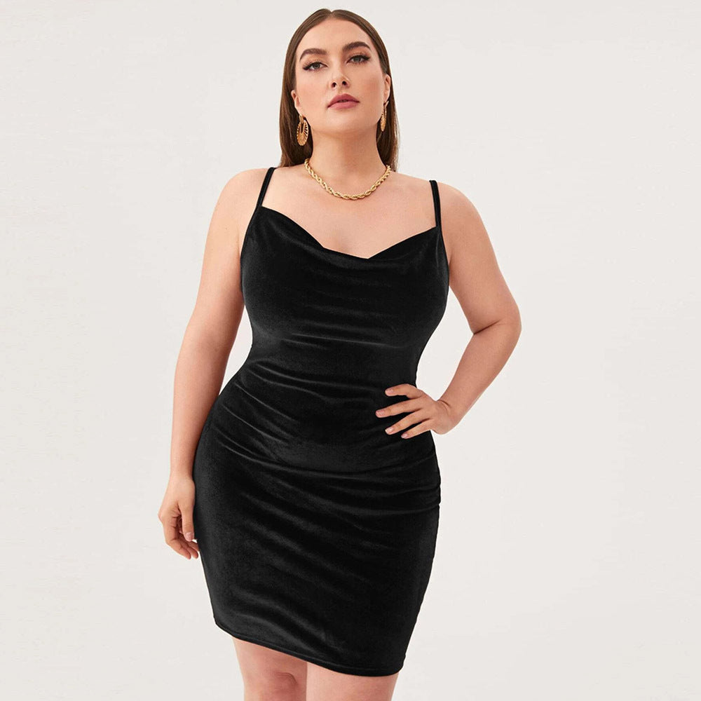 Elegant And Temperamental Women's Waist-cinching And Hip-hugging Velvet Banquet Dress