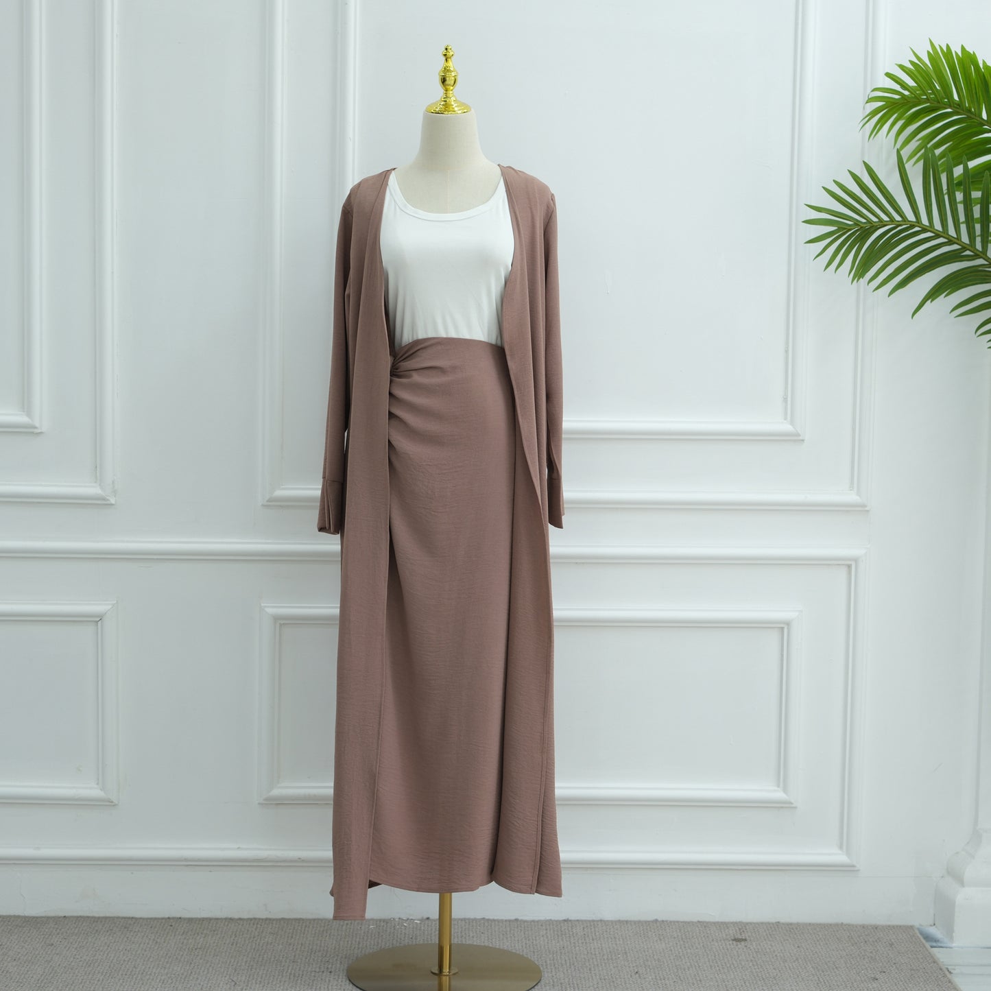 Fashion Solid Color Cardigan And Skirt Two-piece Set