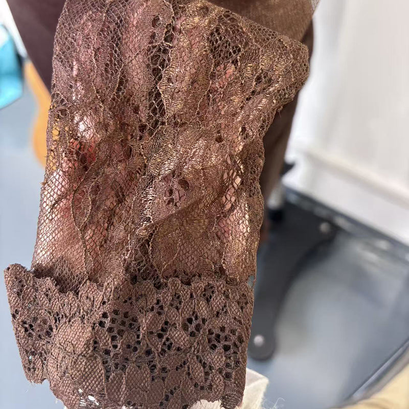 Women's Solid Color Sexy Lace Trim Bodycon Midi Dress, Long Sleeve Party Dress For Spring Autumn Evenings