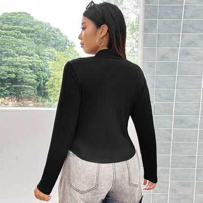 Women's Solid Color Zip-up Long Sleeve Sexy Fitted Top