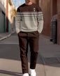 Fashion Men's Casual Sporty Round Neck Sweatshirt And Pants Two-piece Set