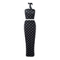 Temperament Polka Dot Print Top Vest Dress Two-piece Set
