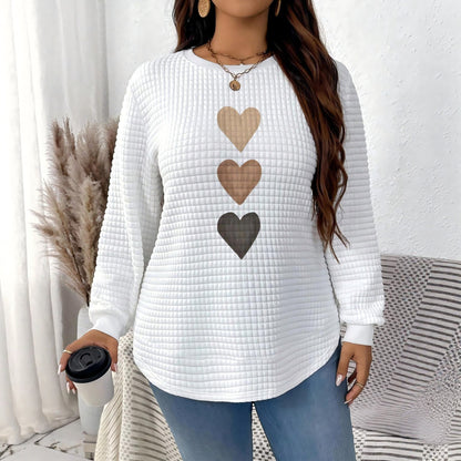 Long Sleeve Casual Love Sweater Plus Size Women's Clothing