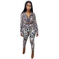 Autumn And Winter New Women's Clothing Fashion Sexy Print Long Sleeve Tight Casual Suit