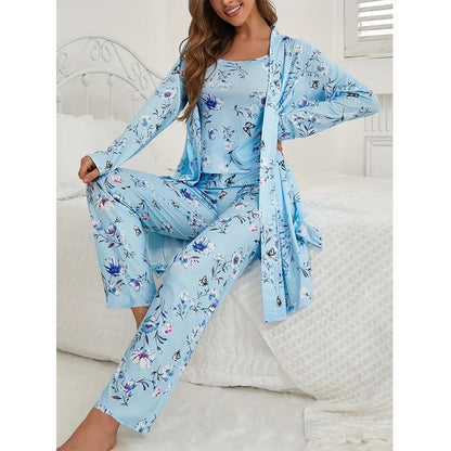 Home Nightgown Trousers Slip Nightdress Three-piece Suit