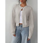 Chic Long Sleeved Knitted Cardigan Fashion Slim Solid Color Short Sweater For Women Clothing
