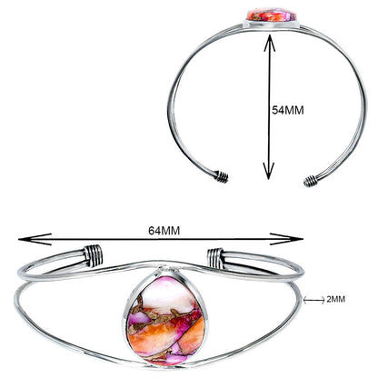 Premium Kingman Orange Dahlia Turquoise Cuff Bangle Bracelet B-1013 30-EB10266-2