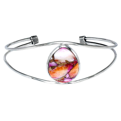 Premium Kingman Orange Dahlia Turquoise Cuff Bangle Bracelet B-1013 30-EB10266-1