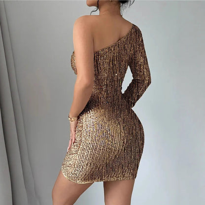 Crossbody Long Sleeve Narrow Sexy Dress