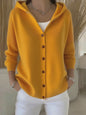 Ins Button Hooded Sweater Fashion Autumn And Winter Knitted Cardigan Casual Commuter Long Sleeve Top Women's Clothing