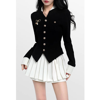 Knitwear Coat Short Dress Two-piece Set