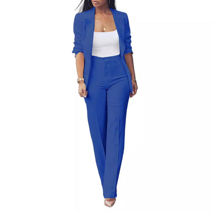 Pure Long Sleeveless Simple Draping Wide Leg Casual Suit