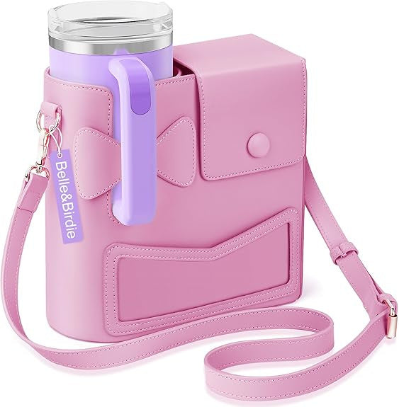 Outdoor Portable Bowknot Shoulder Crossbody Cup Strap Storage Bag