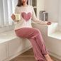 Women's Love Pajamas Two-piece Trousers Long Sleeve Loose And Comfortable