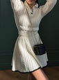 Women's Knit Sweater Long Sleeve Knot Short Skirt Set