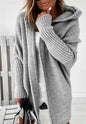 Fashion Bat Sleeve Hooded Cardigan Oversized Loose Temperament Solid Color Sweater Womens Clothing