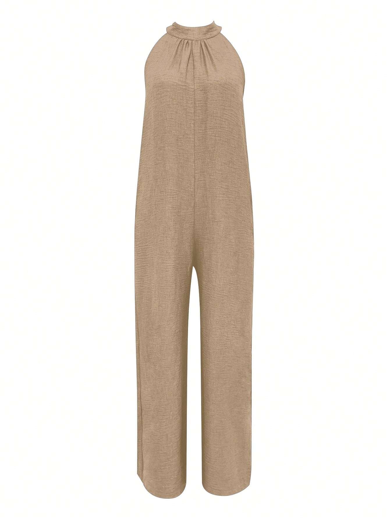 Sleeveless Halter Ruffled Young Women's Jumpsuit