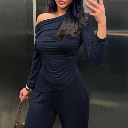 Women's Long-sleeved Top And Pants Set