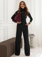 Fashionable And Elegant Set Turtleneck Knitted Pullover Wide-Leg Pants Two-Piece Suit
