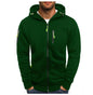 Men's Casual Zipper Hooded Sweater Solid Color Sports Fitness Jackets Cardigan