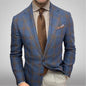 Men's Plaid Lapel Long Sleeve Suit Coat Men's Business Suit