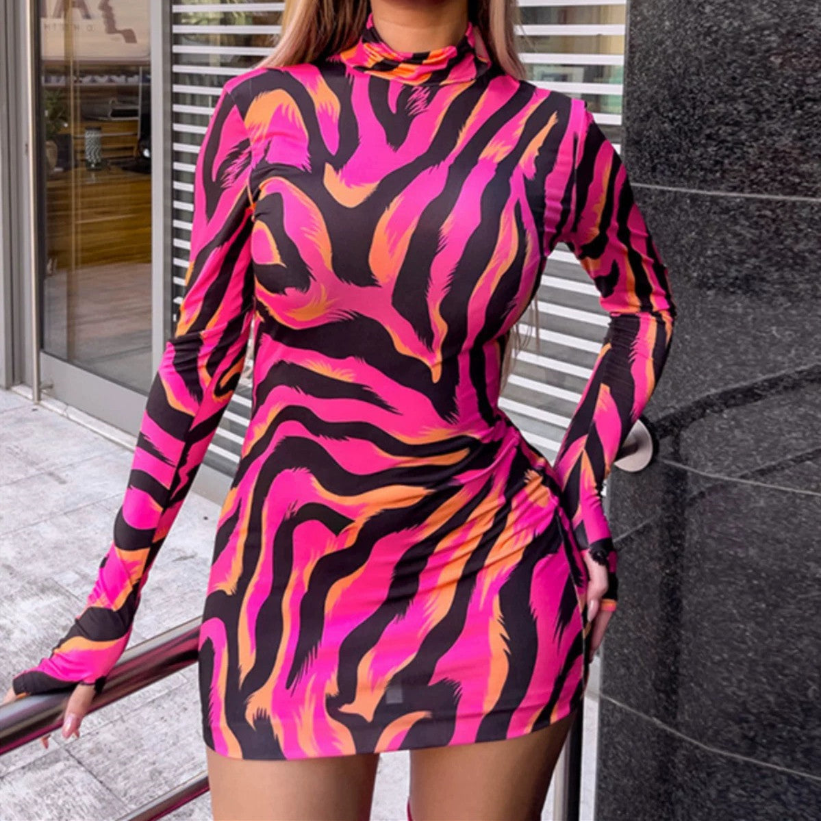 Women's Middle-collar Long Sleeve Fashion Dress