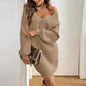 Loose Knitted V-neck Bow Long Sleeve All-matching Pullover Woolen Skirt