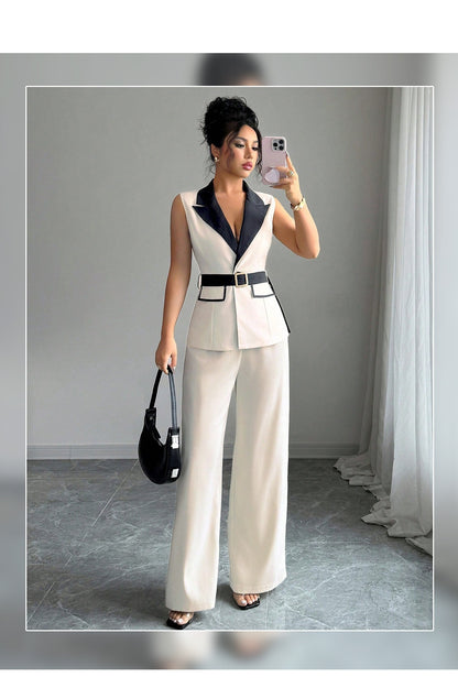 European And American Elegant Style Tube Top Straight-leg Trousers