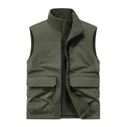 Men's Outdoor Double-sided Wear Velvet Vest Multi-pocket Leisure Cargo