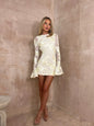 Flowers Bell-sleeved Dress Fashion Sexy Slim Long-sleeved Mesh Dresses For Party Club Women Clothing