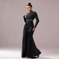 Long Sleeve Slim-fit Sheath Pearl Banquet Fishtail Evening Dress
