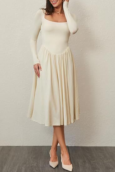 Women's Solid Color Long Sleeve Bottoming Dress