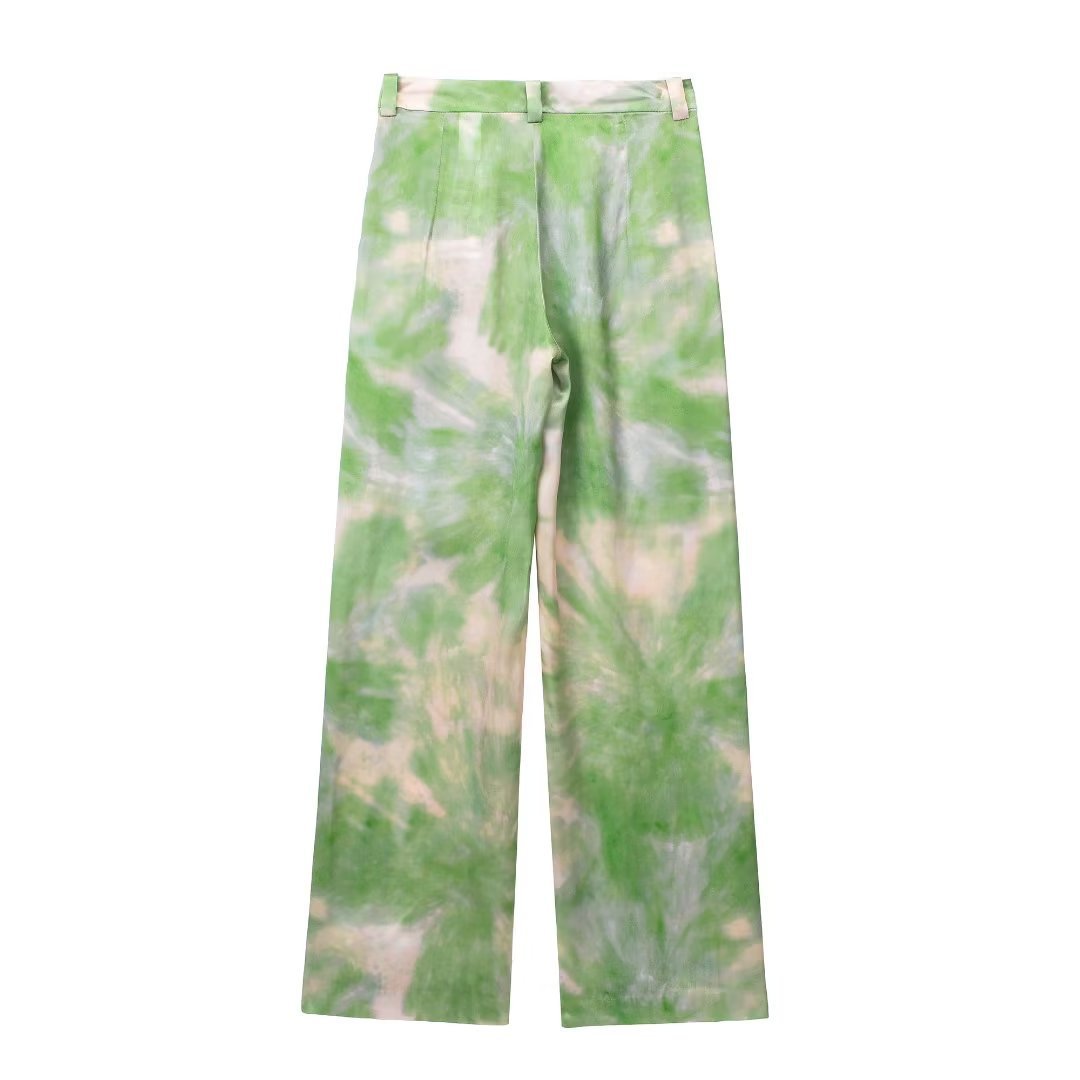 Wind Lapel Tie-dye Printed Shirt Casual Pants Suit