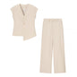 European And American Women's Clothing Button Top Wide Leg Pants Suit