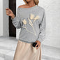 Women's Fashion 3D Flower Long Sleeve Off-Shoulder Top