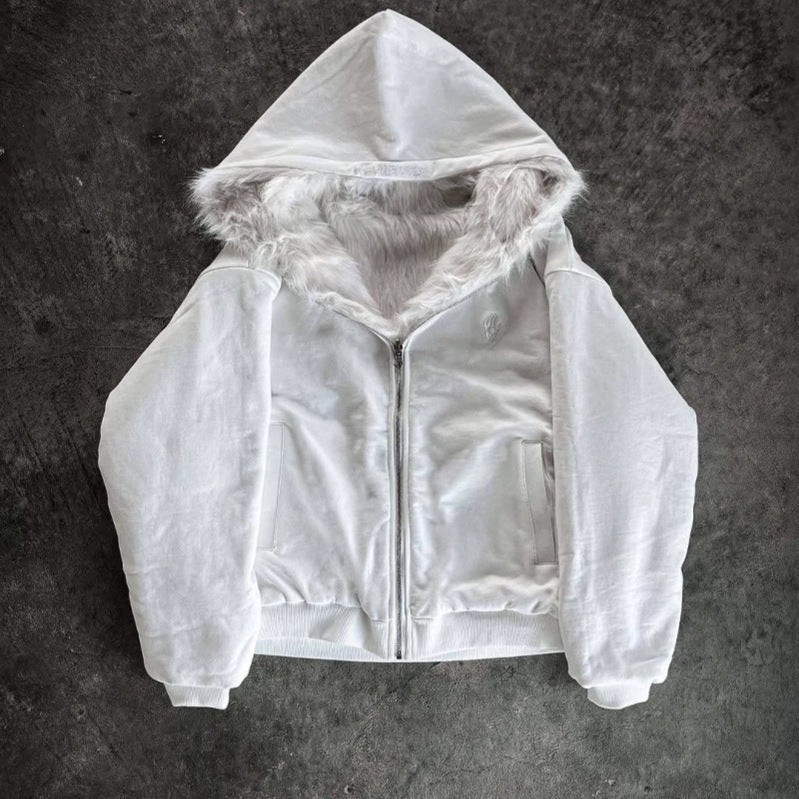 Positive And Negative Wearable Fashion Hooded Cardigan Simple Street Warm And Simple