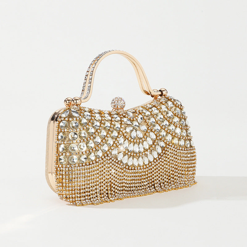 Rhinestone Tassel Portable Chain Box Dinner Bag Women