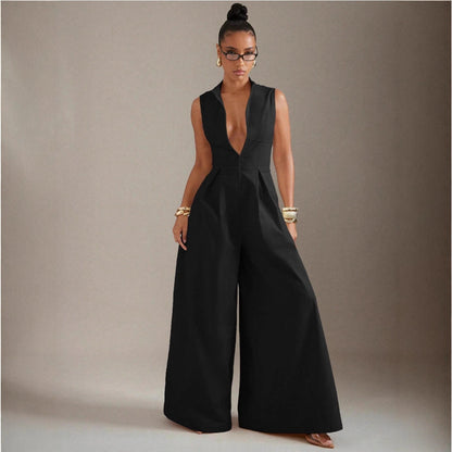 Women's Solid-color Sleeveless Zip-up Dress