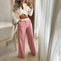 V Neck Midriff Outfit Long Sleeve High Waist Suit