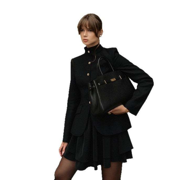 Preppy Style All-match Temperament Youthful-looking Stand Collar Suit