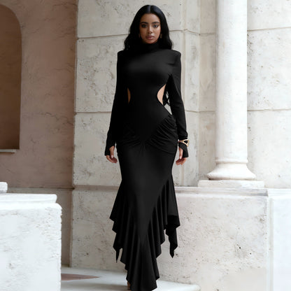 Backless Evening Gown In A Solid Color