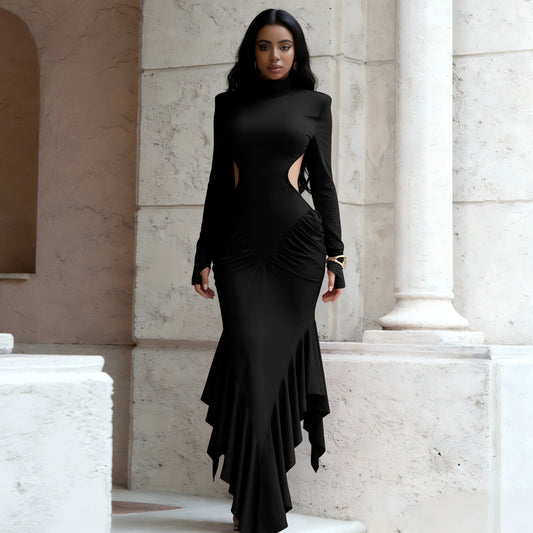 Backless Evening Gown In A Solid Color